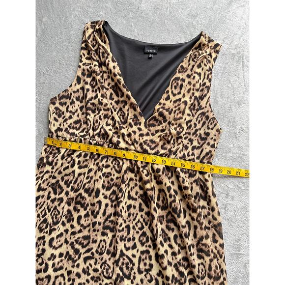 Torrid Leopard Print Asymmetrical Hem Midi Dress 2X Plus Size Mob Wife Goth - Picture 15 of 16